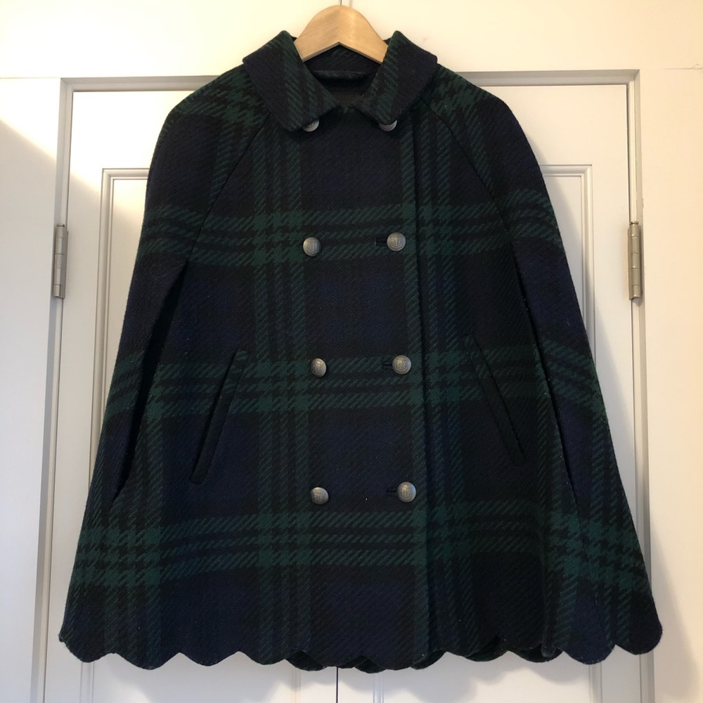 Talbots Blackwatch Plaid Cape / Overcoat